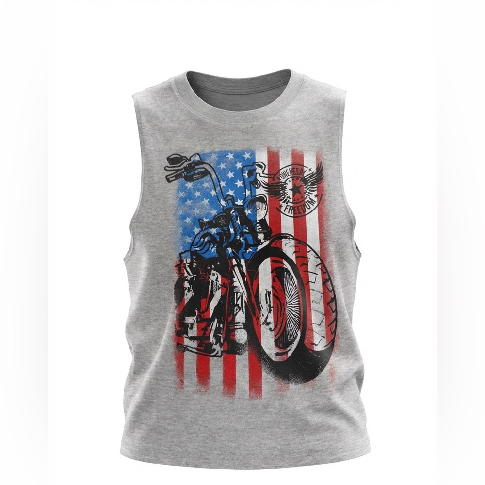 Gray Sleeveless Kids Top with Motorcycle Print  NEW!